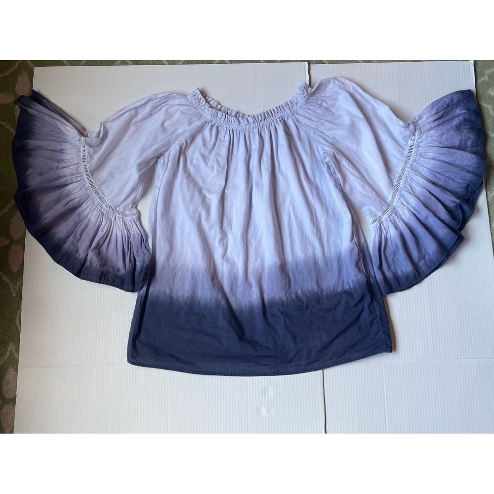 Purple Ombré Bohemian Bell Sleeve Blouse Women's Petite LARGE Peasant Cottage - Picture 6 of 10